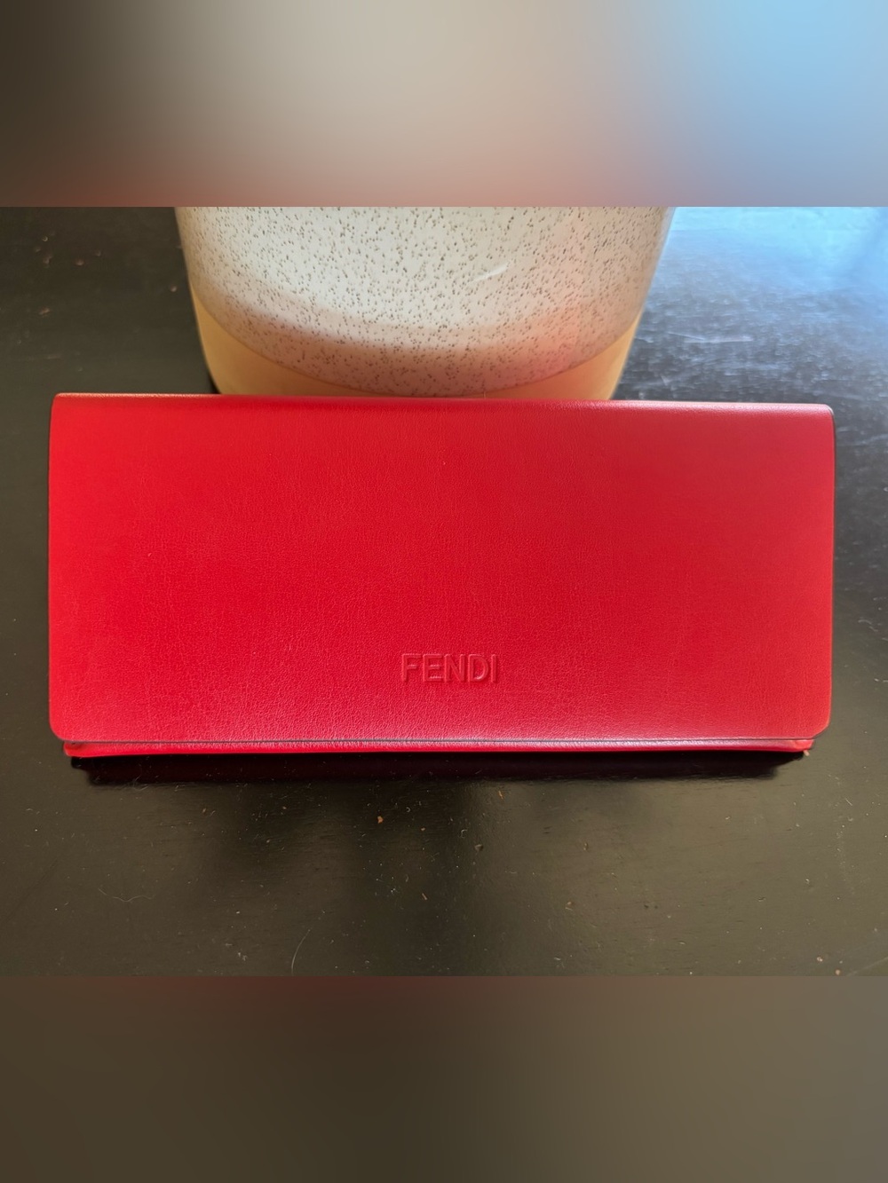 Fendi Red Leather Look Eyeglass Case NWOT